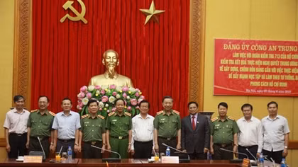 Đoàn kiểm tra của Bộ Chính trị làm việc với Đảng ủy Công an Trung ương 