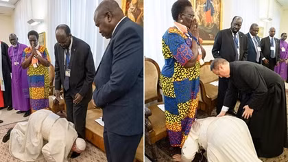 Giáo hoàng hôn chân các lãnh đạo Nam Sudan kêu gọi gìn giữ hoà bình