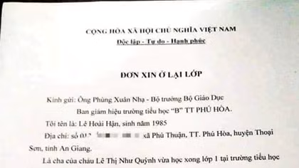 Thông tin phụ huynh xin cho con lớp 2 ở lại lớp 1 là bịa đặt