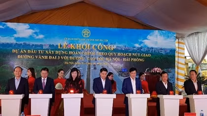 Khởi công xây đường nối vành đai 3 trên cao với cao tốc Hà Nội - Hải Phòng