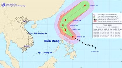 Bão Noul di chuyển nhanh, biển Đông gió mạnh cấp 8