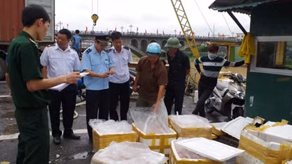Gần 1 tấn nội tạng động vật bẩn "đổ bộ" ở Móng Cái
