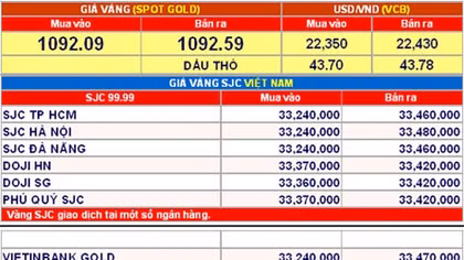 Giá vàng hôm nay (11/11): Đi ngang