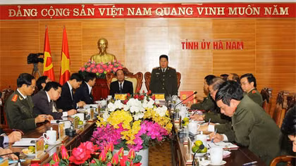 Thứ trưởng Bùi Văn Thành làm việc tại Hà Nam về việc quy hoạch cụm trường CAND