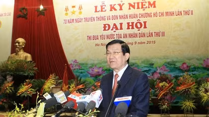 Chủ tịch nước Trương Tấn Sang dự lễ kỉ niệm 70 năm ngày truyền thống TAND