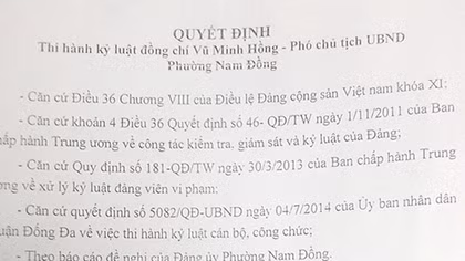Kỷ luật Phó chủ tịch phường vụ “rót tiền nhầm người” ở Xã Đàn