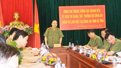 Thứ trưởng Bùi Quang Bền làm việc tại Công an tỉnh Hà Tĩnh