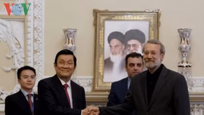 Chủ tịch nước Trương Tấn Sang hội kiến Chủ tịch Quốc hội Ali Larijani và Chủ tịch Hội đồng Nhận thức hòa hợp Rafsanjani