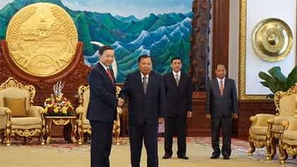 Bộ trưởng Tô Lâm chào xã giao Tổng Bí thư, Chủ tịch nước và Thủ tướng Lào