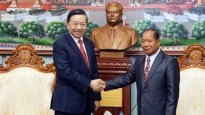Bộ trưởng Tô Lâm thăm và làm việc tại CHDCND Lào