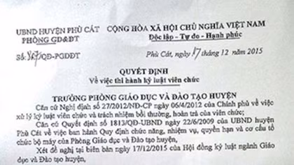 Phúc kiểm hình thức kỷ luật một giáo viên hành xử với học sinh trái luật