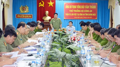 Lãnh đạo Bộ Công an kiểm tra công tác tại Quảng Ngãi và Quảng Nam 