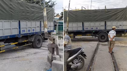Hoảng hồn xe tải “nghỉ” trên đường ray khi tàu hỏa đang lao đến