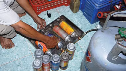 Tịch thu nhiều phương tiện sang chiết gas trái phép