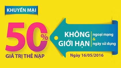 Viettel dồn dập khuyến mại 50% thẻ nạp