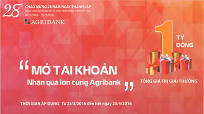 Mở tài khoản, nhận quà cùng Agribank