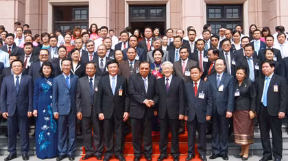 Tổng Bí thư, Chủ tịch nước Lào Bounnhang Volachith thăm Học viện Chính trị Quốc gia Hồ Chí Minh