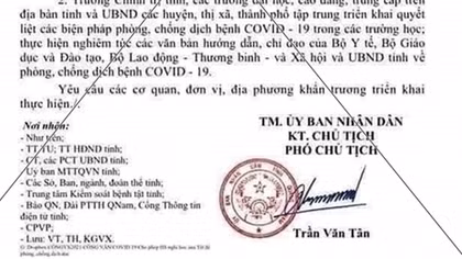 Điều tra vụ giả mạo văn bản cho học sinh Quảng Nam nghỉ học
