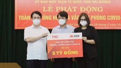 TNG Holdings Vietnam và MSB ủng hộ 5 tỷ đồng vào Quỹ vaccine phòng COVID-19 tỉnh Hải Dương