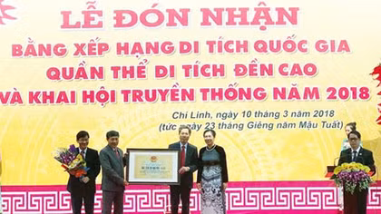 Quần thể di tích đền Cao đón nhận bằng di tích cấp quốc gia