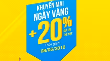 VinaPhone tặng 20% vào tài khoản khuyến mại sử dụng các mạng trong nước