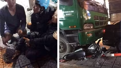 Chờ đèn đỏ, 2 thanh niên bị xe chở rác tông trọng thương