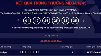Thêm khách hàng trúng Jackpot hơn 41 tỷ đồng