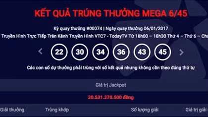 Thêm khách hàng trúng số hơn 30,5 tỷ đồng