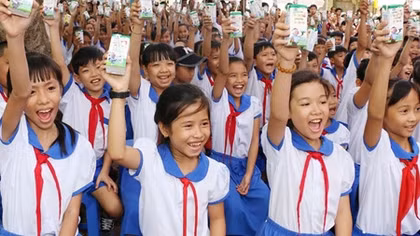 74% học sinh tham gia chương trình sữa học đường