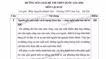 Hướng dẫn giải đề thi THPT quốc gia 2016 môn Lịch sử