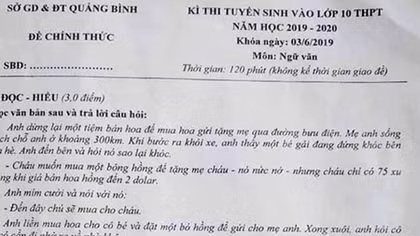 Quảng Bình: Đề thi môn Văn vào lớp 10 giống như copy từ đề thi học kỳ
