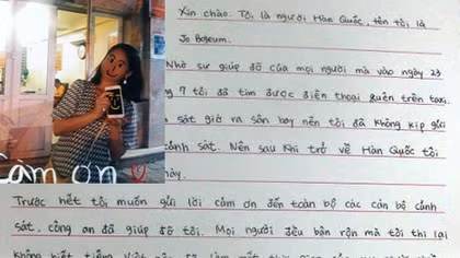 Nữ du khách Hàn Quốc viết thư cảm ơn Công an phường Văn Miếu