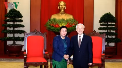 Tổng Bí thư tiếp đoàn đại biểu Ban Đối ngoại TW Đảng Nhân dân Cách mạng Lào 