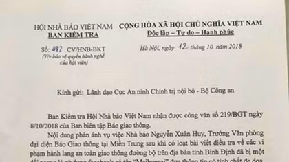 Hội nhà báo lên tiếng về vụ phóng viên bị vu khống, đe dọa tính mạng