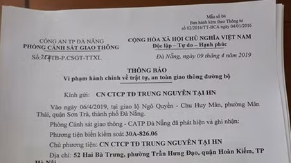 Xử phạt vụ đoàn xe thuộc Tập đoàn Trung Nguyên vượt đèn đỏ 