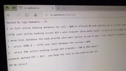 Website của Ngân hàng Hợp tác xã Việt Nam bị tin tặc tấn công