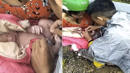 Chồng đỡ đẻ cho vợ ngay trên đường đến viện