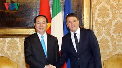 Chủ tịch nước Trần Đại Quang hội kiến với Thủ tướng Italia Matteo Renzi