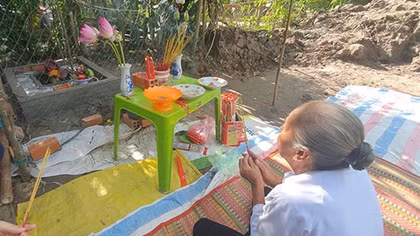 Hàng trăm người tụ tập đến xem cúng vái bông hoa lạ