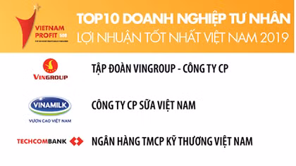 Techcombank trong Top 3 doanh nghiệp tư nhân có lợi nhuận tốt nhất năm 2019
