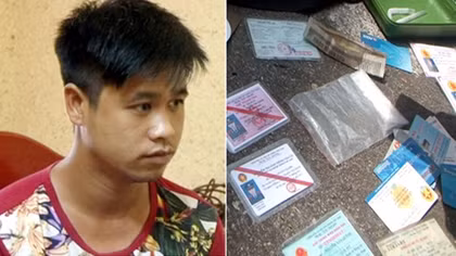 Phát hiện nam thanh niên đi ô tô biển xanh giả tàng trữ ma túy đá