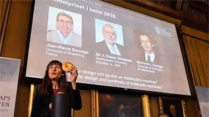 Giải Nobel Hóa học 2016 thuộc về 3 nhà khoa học Pháp, Anh, Hà Lan