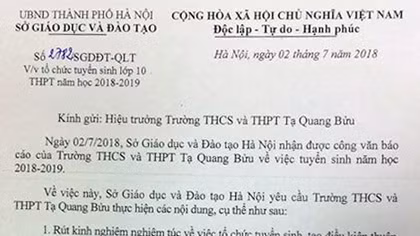 Trường Tạ Quang Bửu, Lương Thế Vinh bị nhắc nhở trong tuyển sinh lớp 10