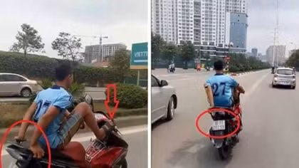 Xác định nam thanh niên điều khiển xe máy bằng chân đi vào đường BRT