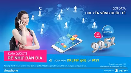 VinaPhone giảm cước Data Roaming tại Mỹ và một số nước Châu Á