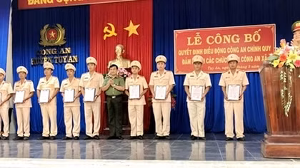 Hoàn thành điều động Công an chính quy về xã ở huyện Tuy An, tỉnh Phú Yên