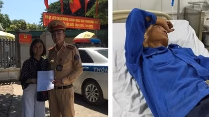 Thiếu uý CSGT kịp thời sơ cứu người đàn ông bị cảm gục bên xe máy