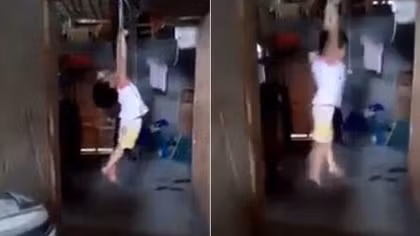Triệu tập đối tượng cột tay cháu bé, treo lơ lửng trên xà nhà