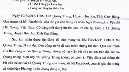 Cao Bằng bác thông tin 6 đối tượng bắt cóc, đánh đập trẻ em
