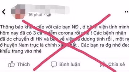 CA Nam Định xử phạt 2 trường hợp đăng tin thất thiệt về nCoV